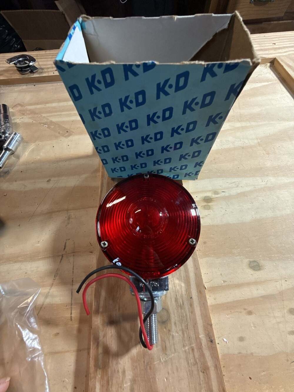 K-D Lamp Co. 751-3655 Single Face Round Pedestal Tail Light Room Chrome Housing
